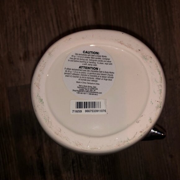 Rare Collectible Bath & Body Works White Ceramic Snowman Candle Holder Luminary - Picture 4 of 6